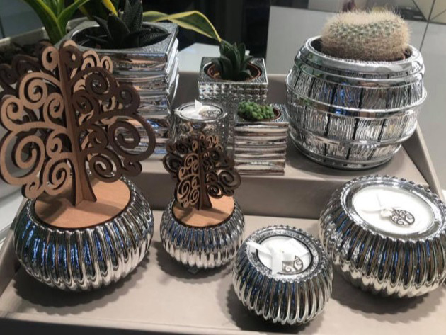 idee regalo in argento porta candele vassoi contenitori alberi di legno